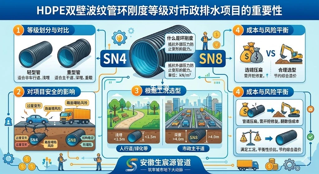 选错全盘皆输！一文读懂HDPE双壁波纹管“环刚度”如何决定市政工程生死